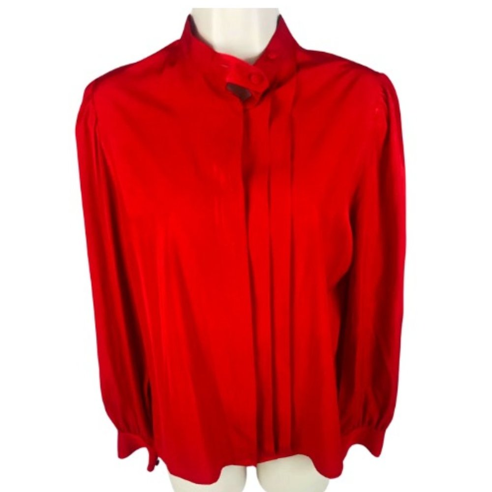 St. Michael Red Blouse, Size 12, Made in the U.K, Vintage